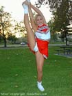 Cheerleader - white panties up her cheerleader skirt